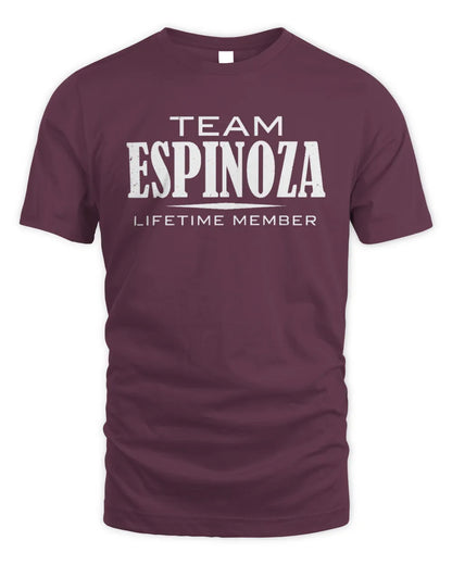ESPINOZA BL62-K4-128 - Personalized “Team NAME Lifetime Member” - Unisex Standard T-Shirt - Maroon
