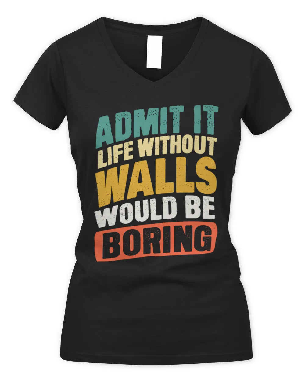 WALLS TP88-K4-229
Personalized Funny Quote Apparel “Life Without NAME Would Be Boring” - Women's V-Neck T-Shirt - Black
