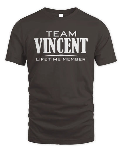 VINCENT BL62-K4-128 - Personalized “Team NAME Lifetime Member” - Unisex Standard T-Shirt - Dark Chocolate
