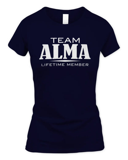 ALMA BL62-K4-128 - Personalized “Team NAME Lifetime Member” - Women's Standard T-Shirt - Navy
