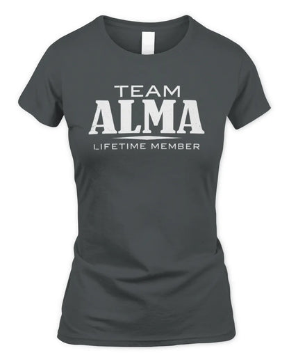 ALMA BL62-K4-128 - Personalized “Team NAME Lifetime Member” - Women's Standard T-Shirt - Charcoal