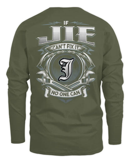 JIE AP81-K4-626 - Personalized Ahmed Quote Apparel “If Ahmed Can't Fix It, No One Can” - Men's Long Sleeved T-Shirt - Military Green