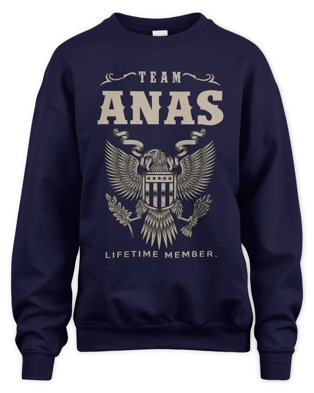 ANAS TP06-K82 – Personalized Classic Style Apparel “Team NAME Lifetime Member” - Unisex Sweatshirt - Navy