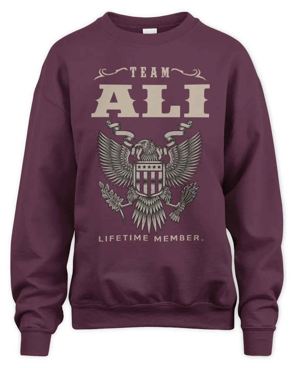 ALI TP06-K82 – Personalized Classic Style Apparel “Team NAME Lifetime Member” - Unisex Sweatshirt - Maroon