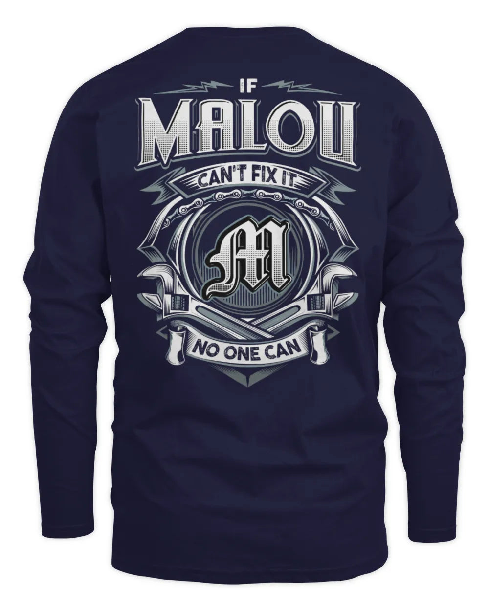 MALOU AP81-K4-626 - Personalized Ahmed Quote Apparel “If Ahmed Can't Fix It, No One Can” - Men's Long Sleeved T-Shirt - Navy
