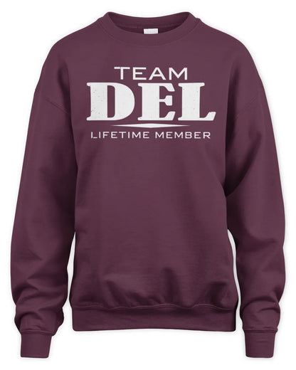 DEL BL62-K4-128 - Personalized “Team NAME Lifetime Member” - Unisex Sweatshirt - Maroon