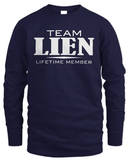 LIEN BL62-K4-128 - Personalized “Team AARON Lifetime Member” - Men's Long Sleeved T-Shirt - Navy
