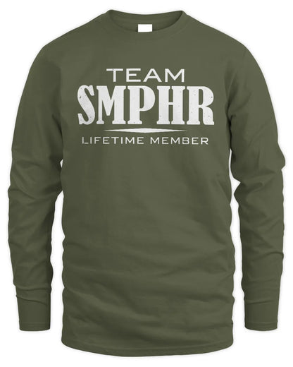 SMPHR BL62-K4-128 - Personalized “Team NAME Lifetime Member” - Men's Long Sleeved T-Shirt - Military Green