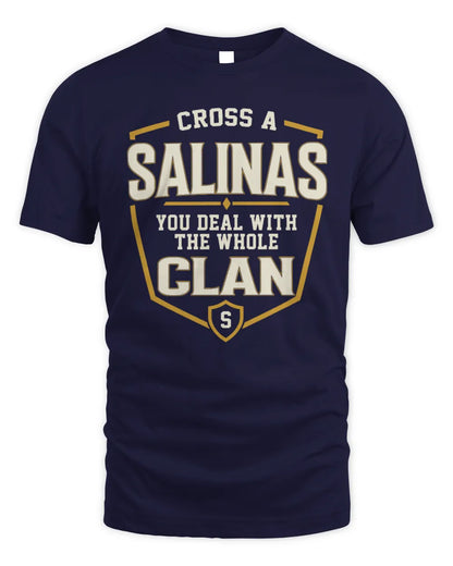 SALINAS NT1-K008 Cross A/An NAME, You Deal With the Whole Clan | Personalized Vintage T-Shirt - Unisex Standard T-Shirt - Navy
