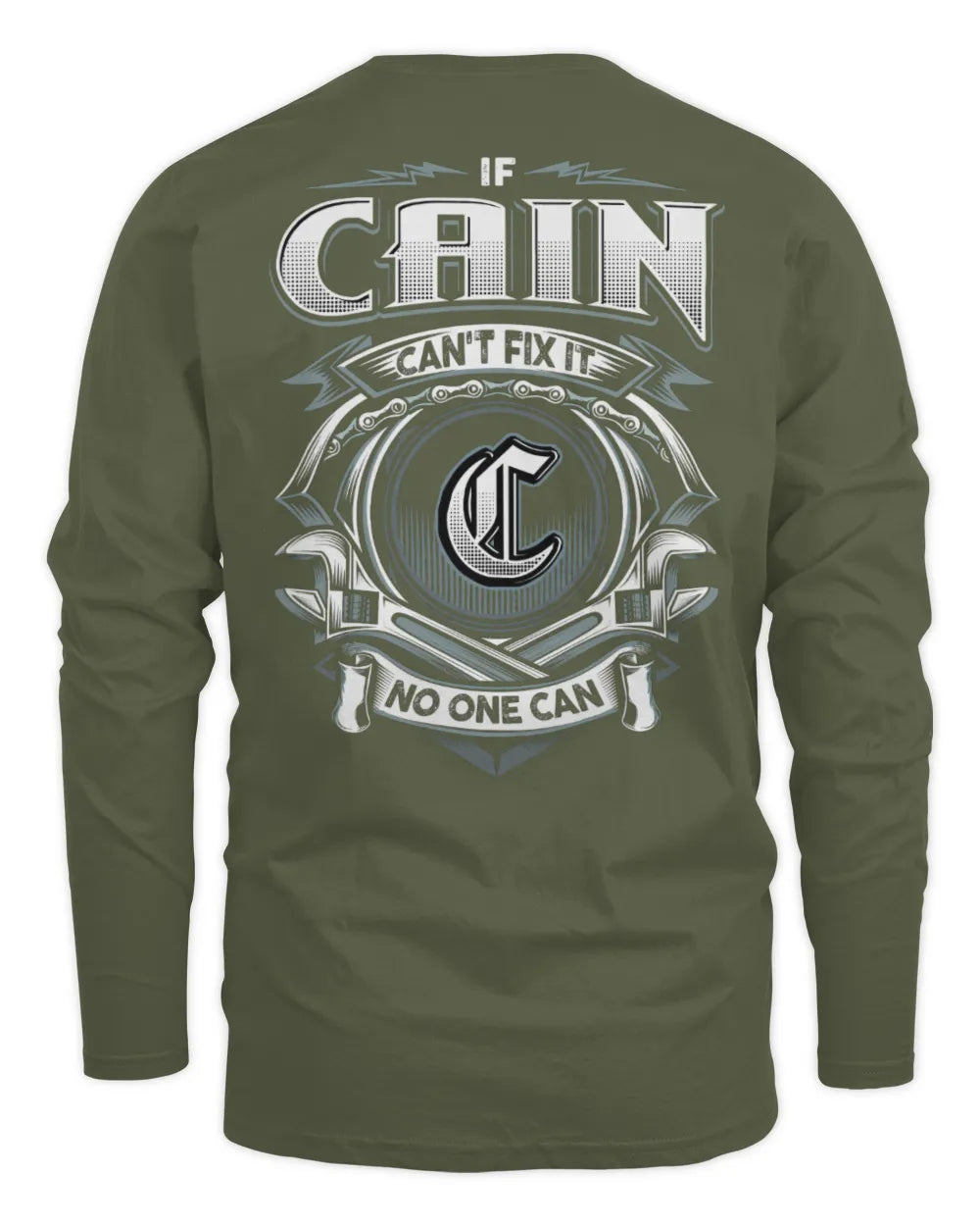 CAIN AP81-K4-626 - Personalized Ahmed Quote Apparel “If Ahmed Can't Fix It, No One Can” - Men's Long Sleeved T-Shirt - Military Green