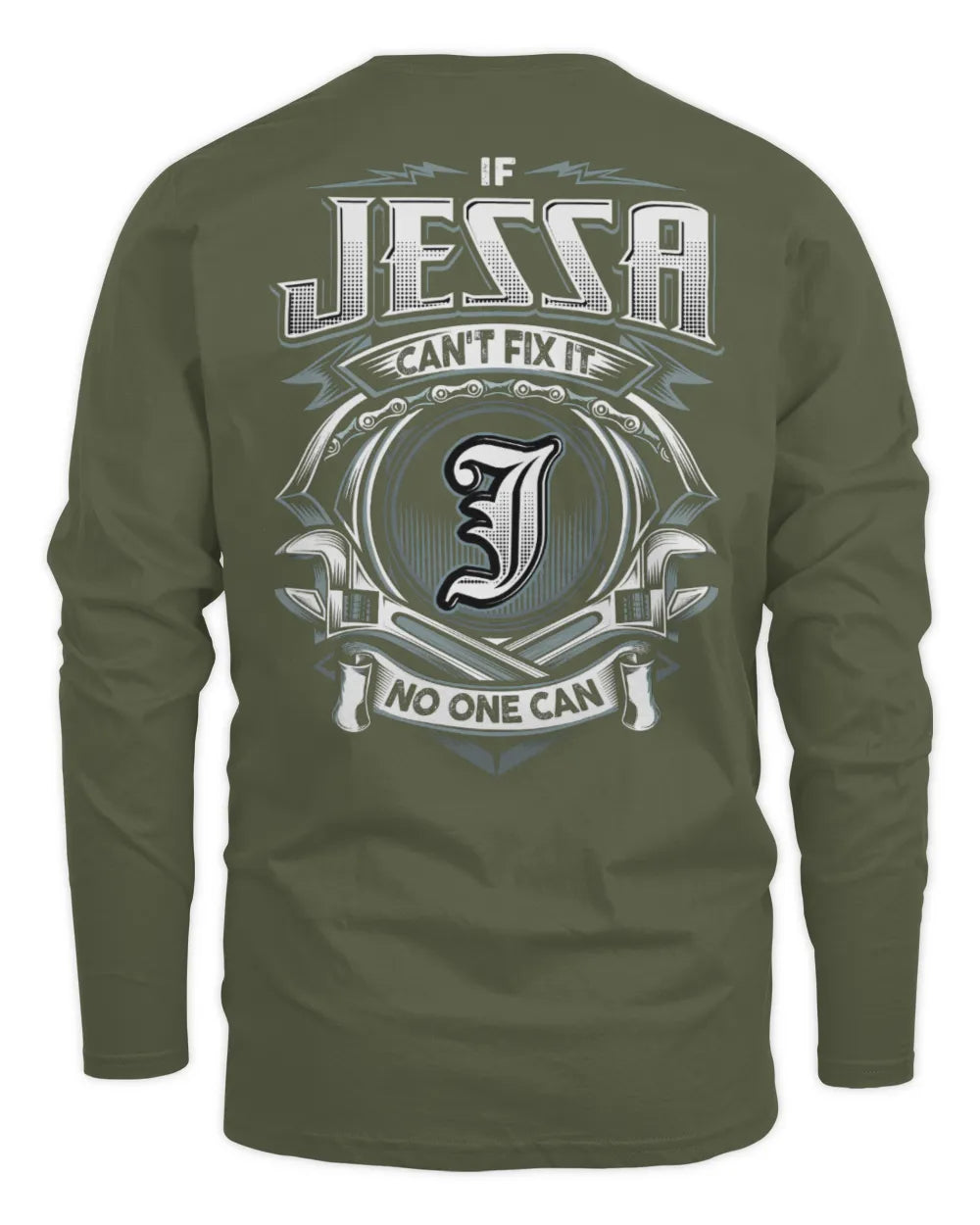 JESSA AP81-K4-626 - Personalized Ahmed Quote Apparel “If Ahmed Can't Fix It, No One Can” - Men's Long Sleeved T-Shirt - Military Green