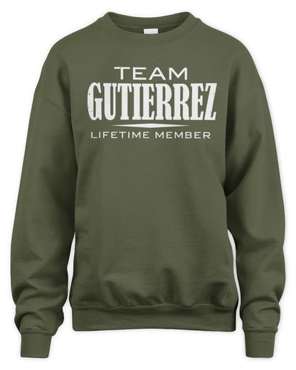 GUTIERREZ BL62-K4-128 - Personalized “Team NAME Lifetime Member” - Unisex Sweatshirt - Military Green