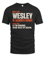 WESLEY NP1-H006 
Always Right Personalized Name T-Shirt – Funny Custom Name Shirt - Unisex Standard T-Shirt - Black