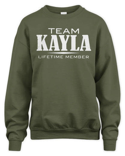 KAYLA BL62-K4-128 - Personalized “Team NAME Lifetime Member” - Unisex Sweatshirt - Military Green