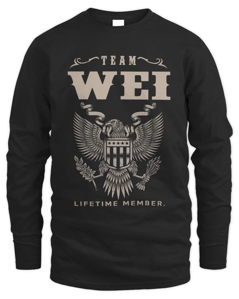 WEI TP06-K82 – Personalized Classic Style Apparel “Team NAME Lifetime Member” - Men's Long Sleeved T-Shirt - Black