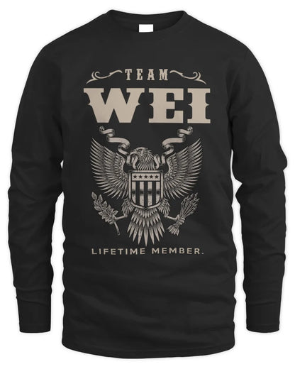 WEI TP06-K82 – Personalized Classic Style Apparel “Team NAME Lifetime Member” - Men's Long Sleeved T-Shirt - Black