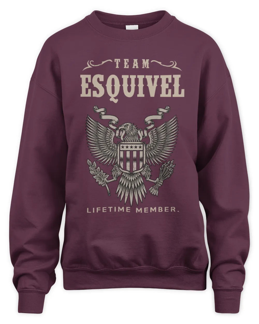 ESQUIVEL TP06-K82 – Personalized Classic Style Apparel “Team NAME Lifetime Member” - Unisex Sweatshirt - Maroon