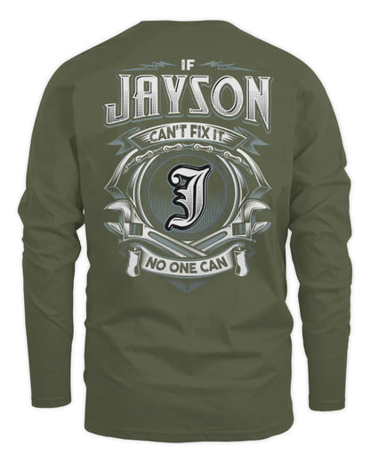 JAYSON AP81-K4-626 - Personalized Ahmed Quote Apparel “If Ahmed Can't Fix It, No One Can” - Men's Long Sleeved T-Shirt - Military Green