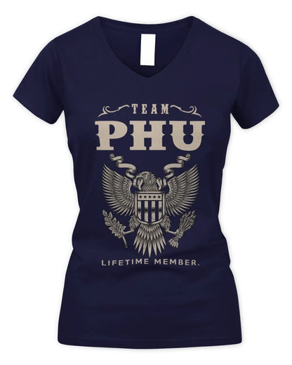 PHU TP06-K82 – Personalized Classic Style Apparel “Team NAME Lifetime Member” - Women's V-Neck T-Shirt - Navy
