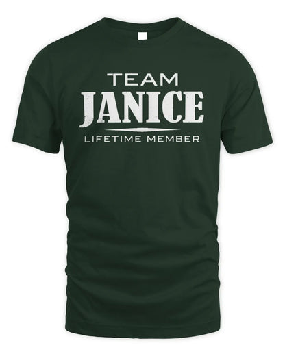 JANICE BL62-K4-128 - Personalized “Team NAME Lifetime Member” - Unisex Standard T-Shirt - Forest Green