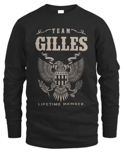 GILLES TP06-K82 – Personalized Classic Style Apparel “Team NAME Lifetime Member” - Men's Long Sleeved T-Shirt - Black