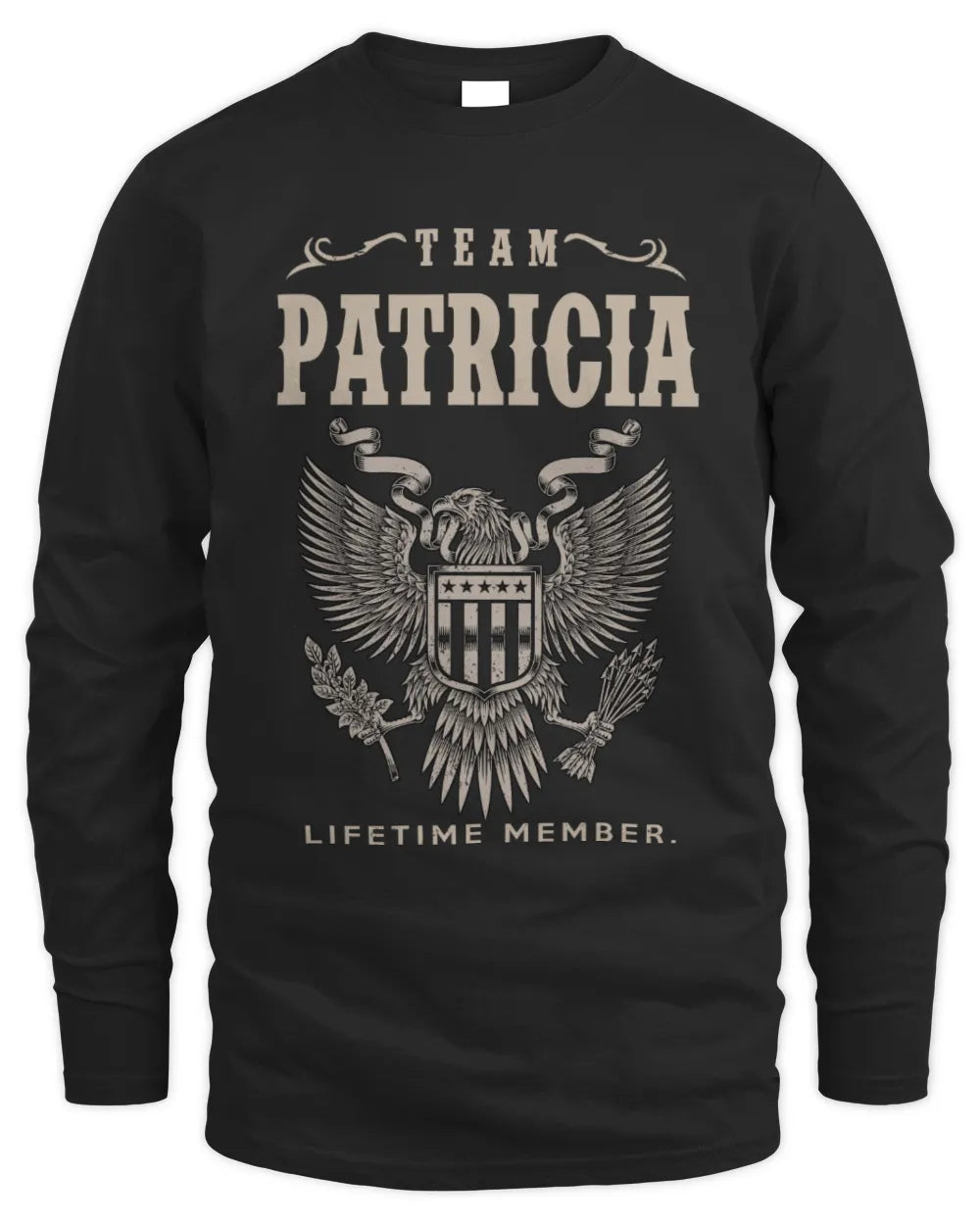 PATRICIA TP06-K82 – Personalized Classic Style Apparel “Team NAME Lifetime Member” - Men's Long Sleeved T-Shirt - Black