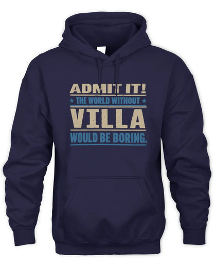VILLA TP68-K2-968 – Personalized Funny Quote Apparel “The World Without NAME Would Be Boring” - Unisex Hoodie - Navy
