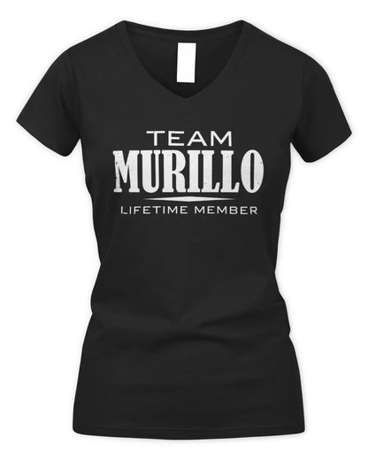 MURILLO BL62-K4-128 - Personalized “Team NAME Lifetime Member” - Women's V-Neck T-Shirt - Black
