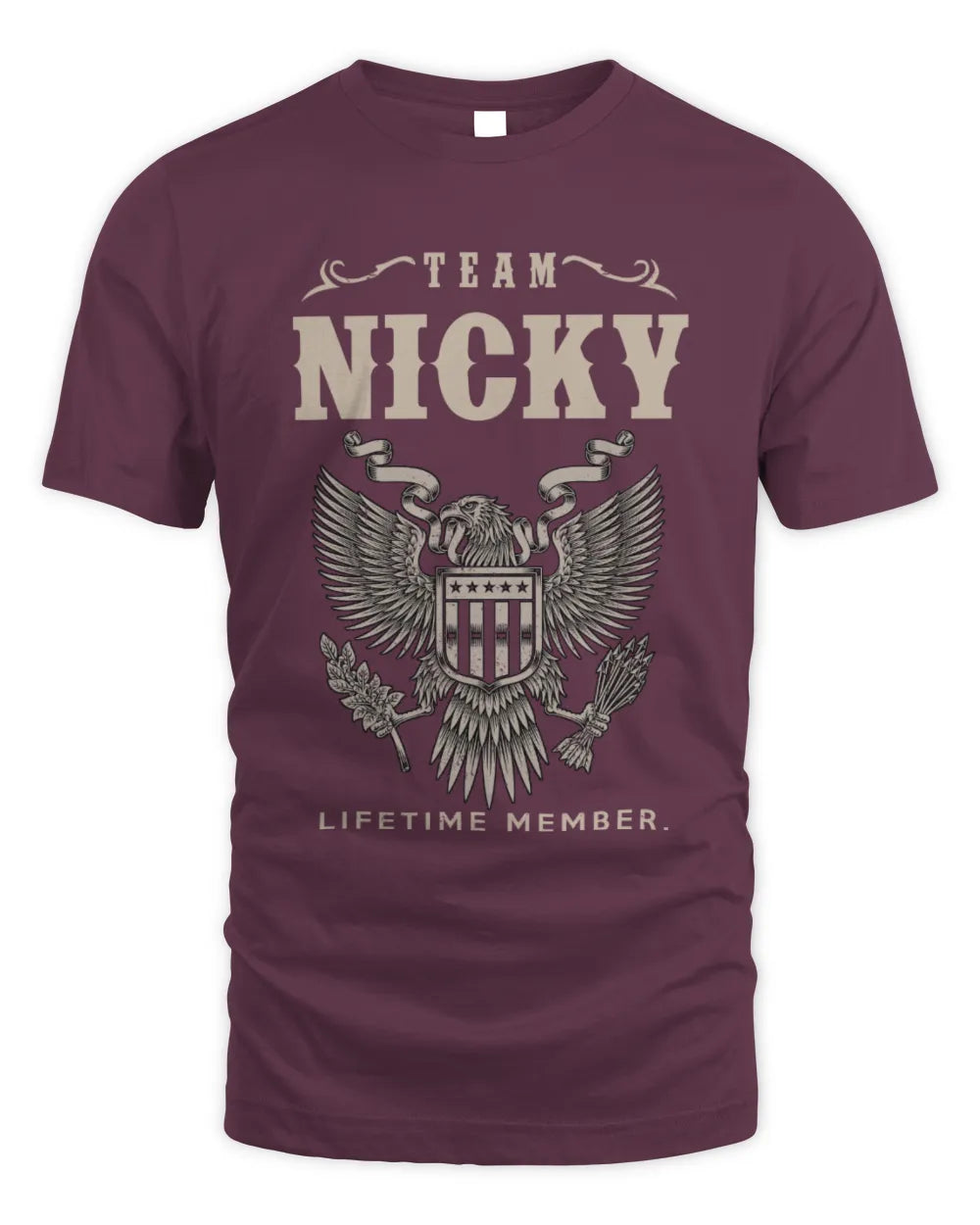 NICKY TP06-K82 – Personalized Classic Style Apparel “Team NAME Lifetime Member” - Unisex Standard T-Shirt - Maroon