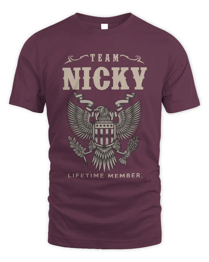 NICKY TP06-K82 – Personalized Classic Style Apparel “Team NAME Lifetime Member” - Unisex Standard T-Shirt - Maroon