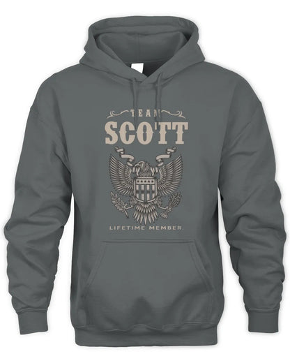 SCOTT TP06-K82 – Personalized Classic Style Apparel “Team NAME Lifetime Member” - Unisex Hoodie - Charcoal