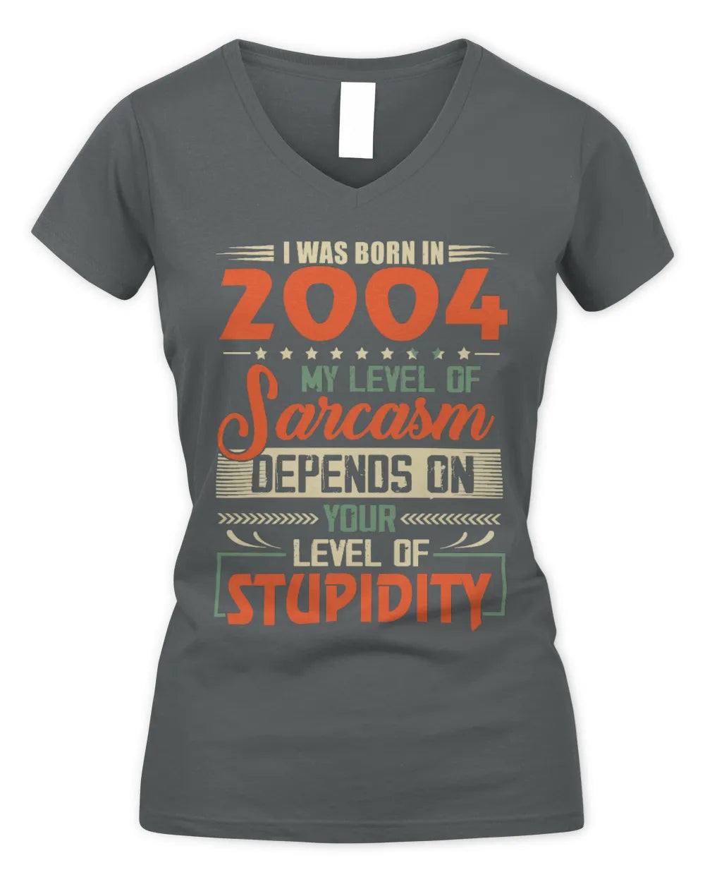 2004 HH89-K2 – Vintage Born to Be Sarcastic T-Shirt - Women's V-Neck T-Shirt - Charcoal