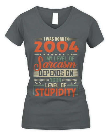 2004 HH89-K2 – Vintage Born to Be Sarcastic T-Shirt - Women's V-Neck T-Shirt - Charcoal