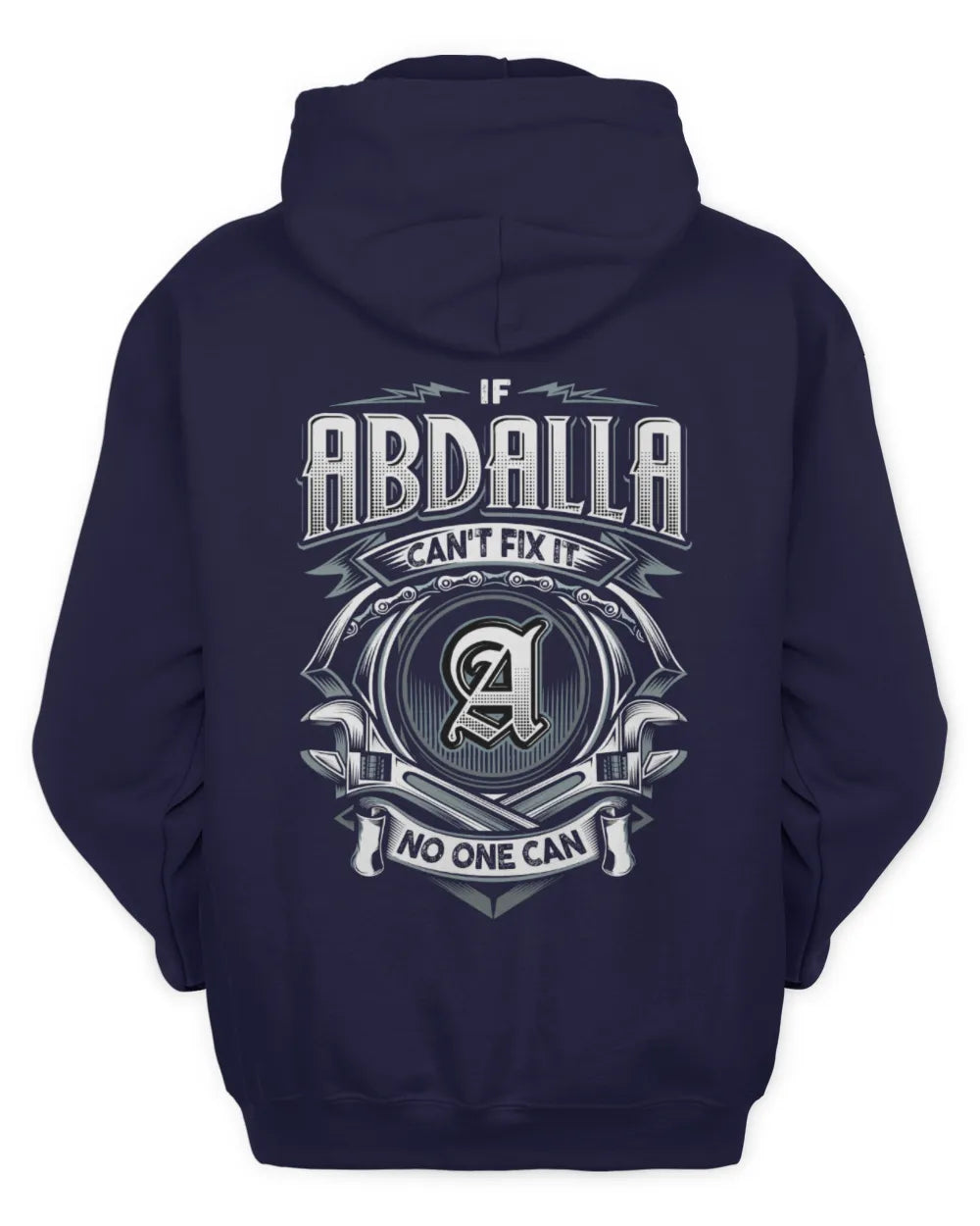 ABDALLA AP81-K4-626 - Personalized Ahmed Quote Apparel “If Ahmed Can't Fix It, No One Can” - Unisex Hoodie - Navy