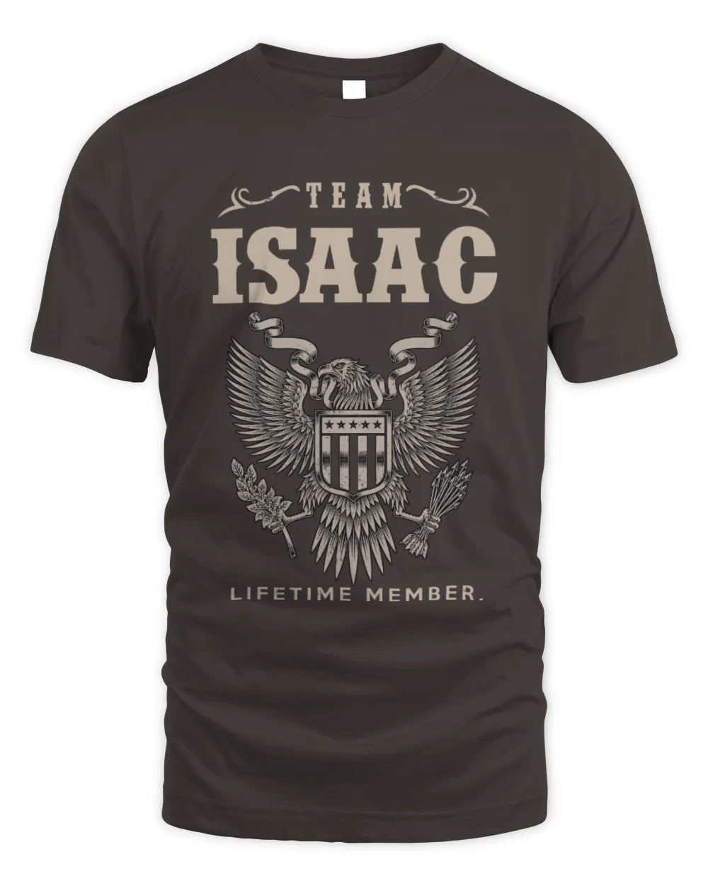 ISAAC TP06-K82 – Personalized Classic Style Apparel “Team NAME Lifetime Member” - Unisex Standard T-Shirt - Dark Chocolate