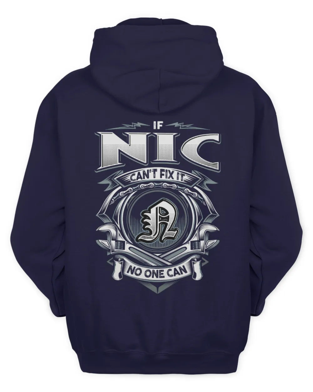 NIC AP81-K4-626 - Personalized Ahmed Quote Apparel “If Ahmed Can't Fix It, No One Can” - Unisex Hoodie - Navy