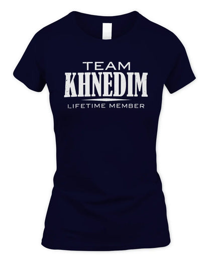 KHNEDIM BL62-K4-128 - Personalized “Team NAME Lifetime Member” - Women's Standard T-Shirt - Navy