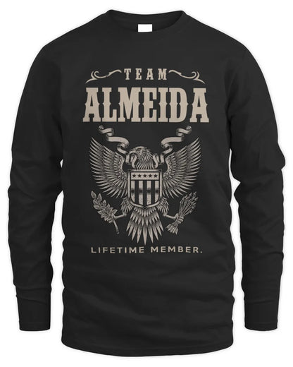 ALMEIDA TP06-K82 – Personalized Classic Style Apparel “Team NAME Lifetime Member” - Men's Long Sleeved T-Shirt - Black