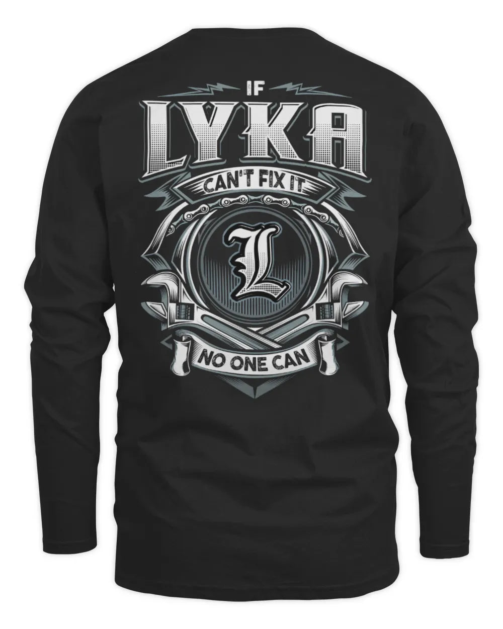 LYKA AP81-K4-626 - Personalized Ahmed Quote Apparel “If Ahmed Can't Fix It, No One Can” - Men's Long Sleeved T-Shirt - Black