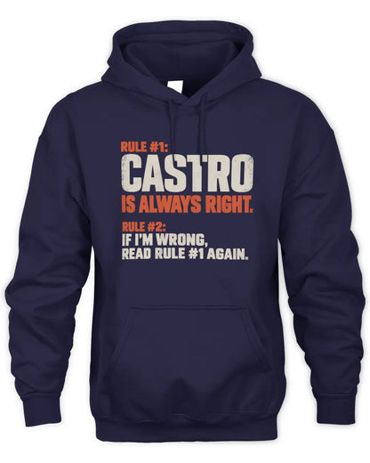 CASTRO NP1-H006 - Always Right Personalized Name T-Shirt – Funny Custom Name Shirt - Unisex Hoodie - Navy