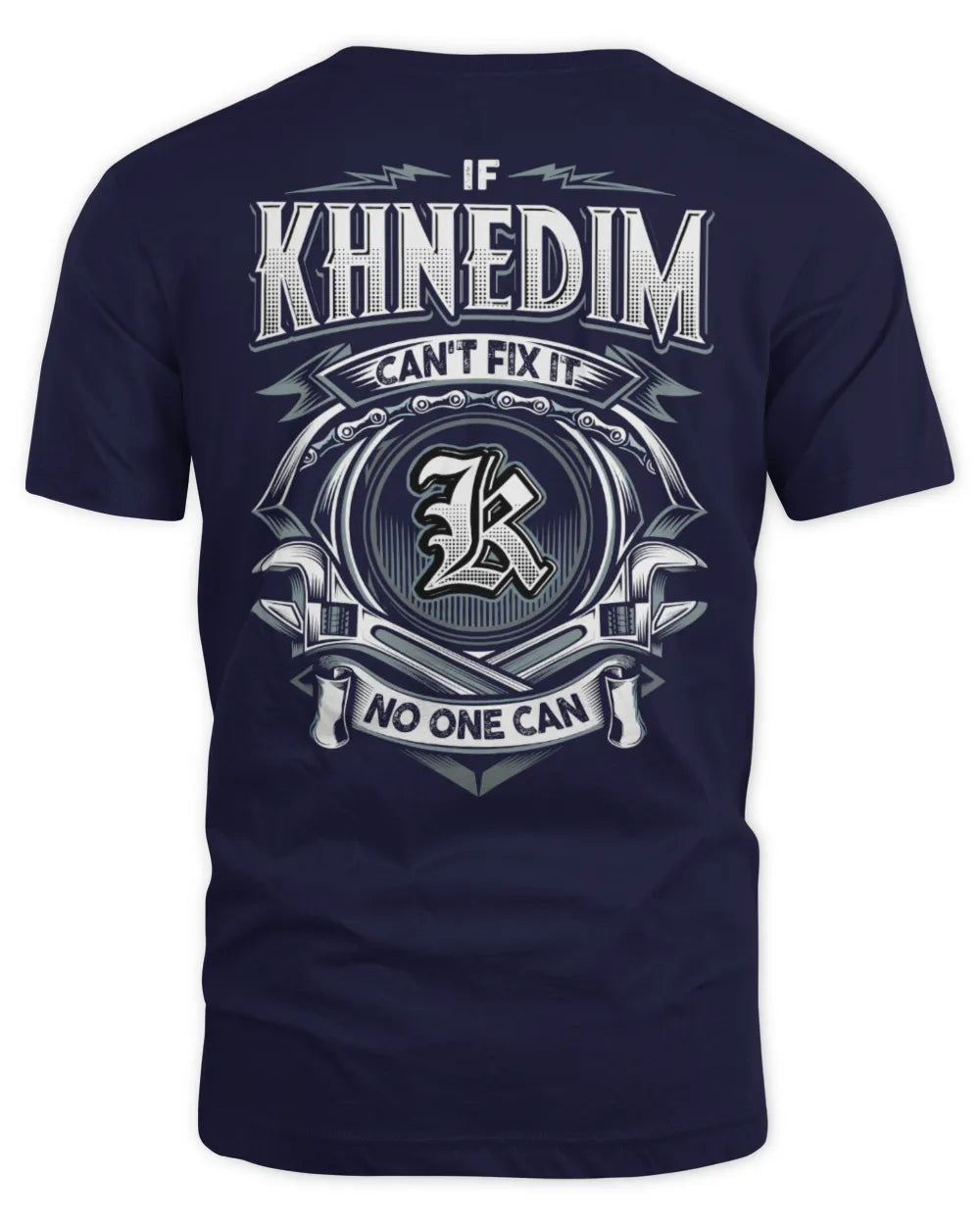 KHNEDIM AP81-K4-626 - Personalized Ahmed Quote Apparel “If Ahmed Can't Fix It, No One Can” - Unisex Standard T-Shirt - Navy