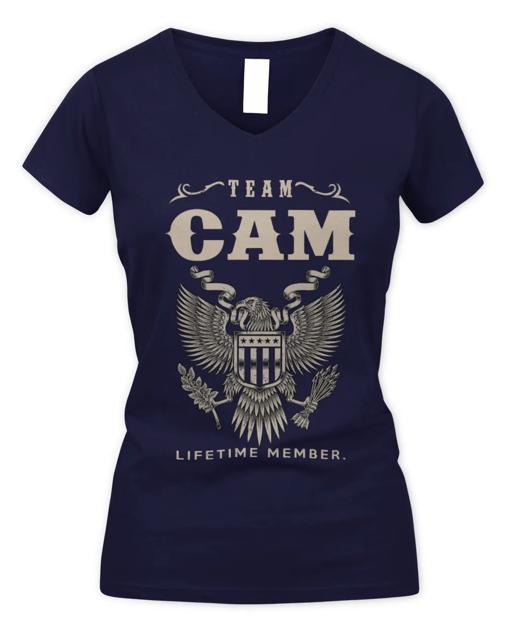 CAM TP06-K82 – Personalized Classic Style Apparel “Team NAME Lifetime Member” - Women's V-Neck T-Shirt - Navy