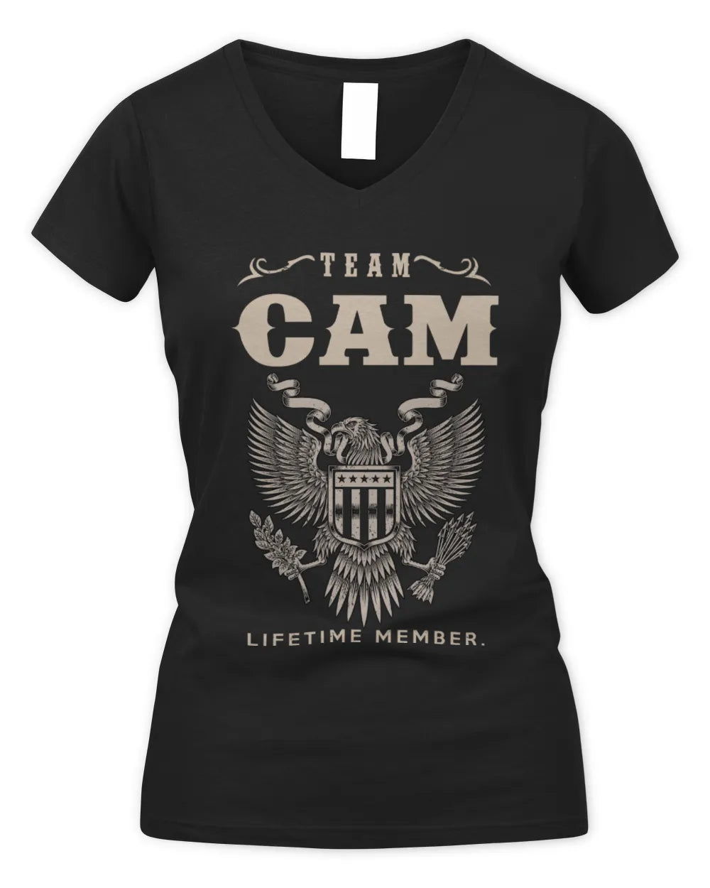 CAM TP06-K82 – Personalized Classic Style Apparel “Team NAME Lifetime Member” - Women's V-Neck T-Shirt - Black