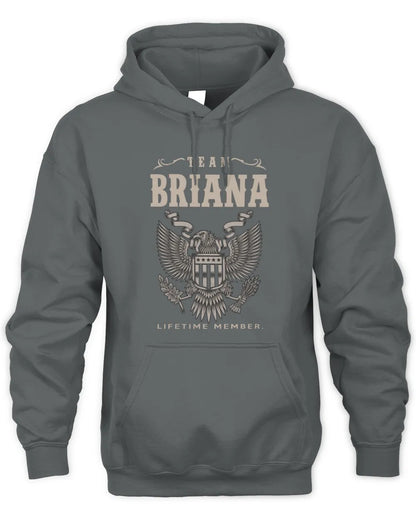 BRIANA TP06-K82 – Personalized Classic Style Apparel “Team NAME Lifetime Member” - Unisex Hoodie - Charcoal