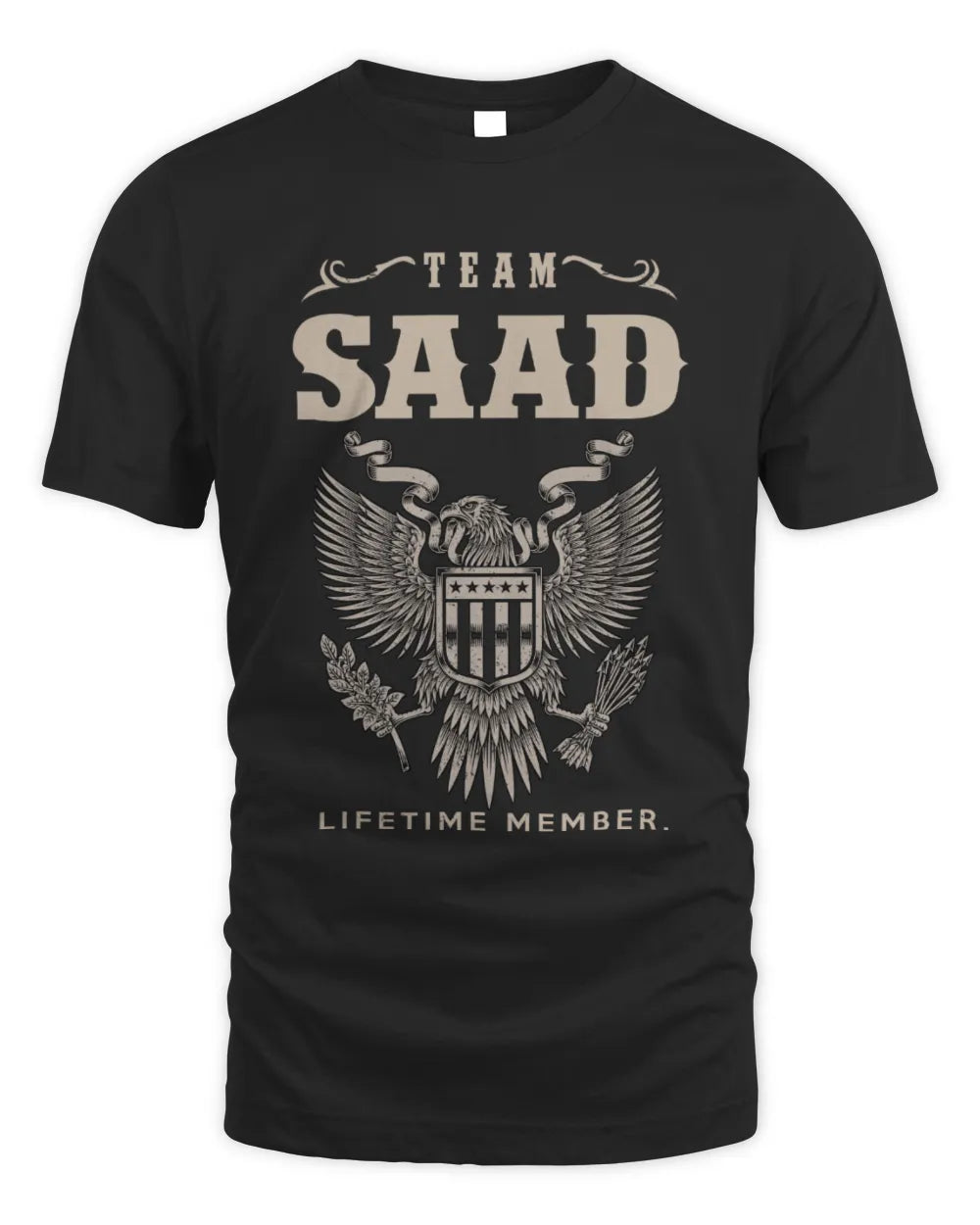SAAD TP06-K82 – Personalized Classic Style Apparel “Team NAME Lifetime Member” - Unisex Standard T-Shirt - Black