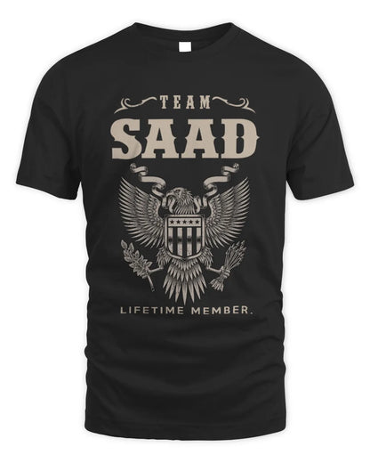 SAAD TP06-K82 – Personalized Classic Style Apparel “Team NAME Lifetime Member” - Unisex Standard T-Shirt - Black