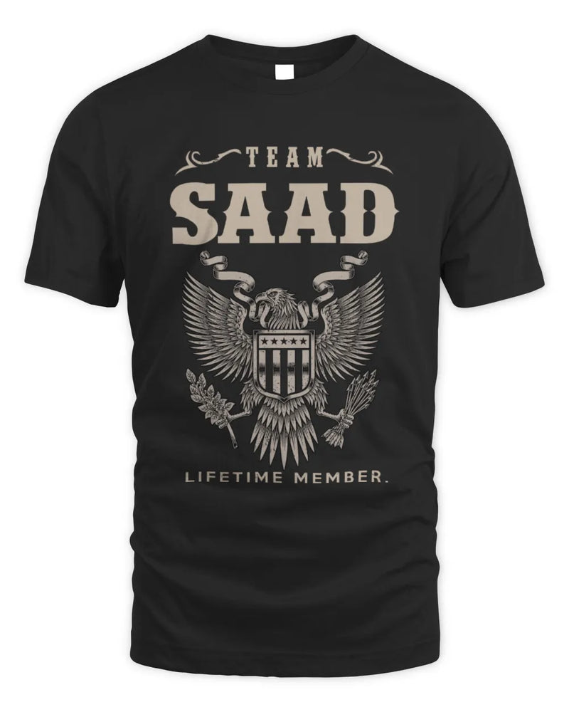 SAAD TP06-K82 – Personalized Classic Style Apparel “Team NAME Lifetime Member” - Unisex Standard T-Shirt - Black