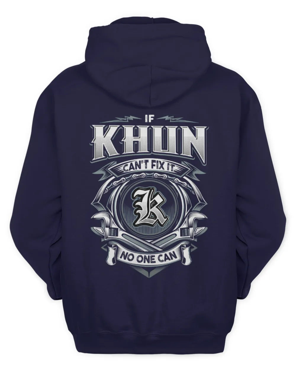 KHUN AP81-K4-626 - Personalized Ahmed Quote Apparel “If Ahmed Can't Fix It, No One Can” - Unisex Hoodie - Navy