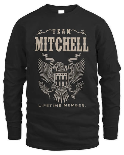 MITCHELL TP06-K82 – Personalized Classic Style Apparel “Team NAME Lifetime Member” - Men's Long Sleeved T-Shirt - Black