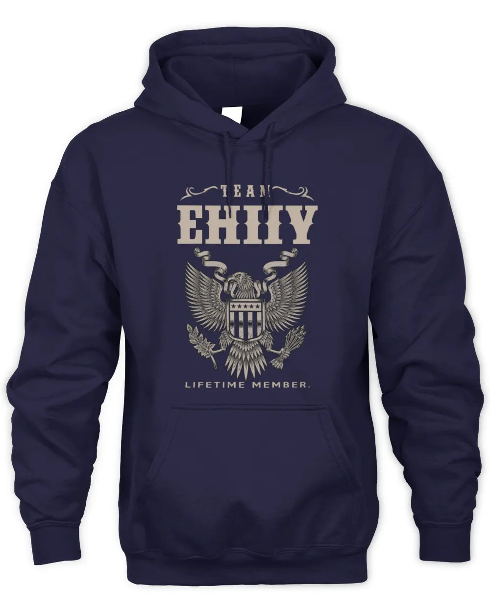 EHIIY TP06-K82 – Personalized Classic Style Apparel “Team NAME Lifetime Member” - Unisex Hoodie - Navy